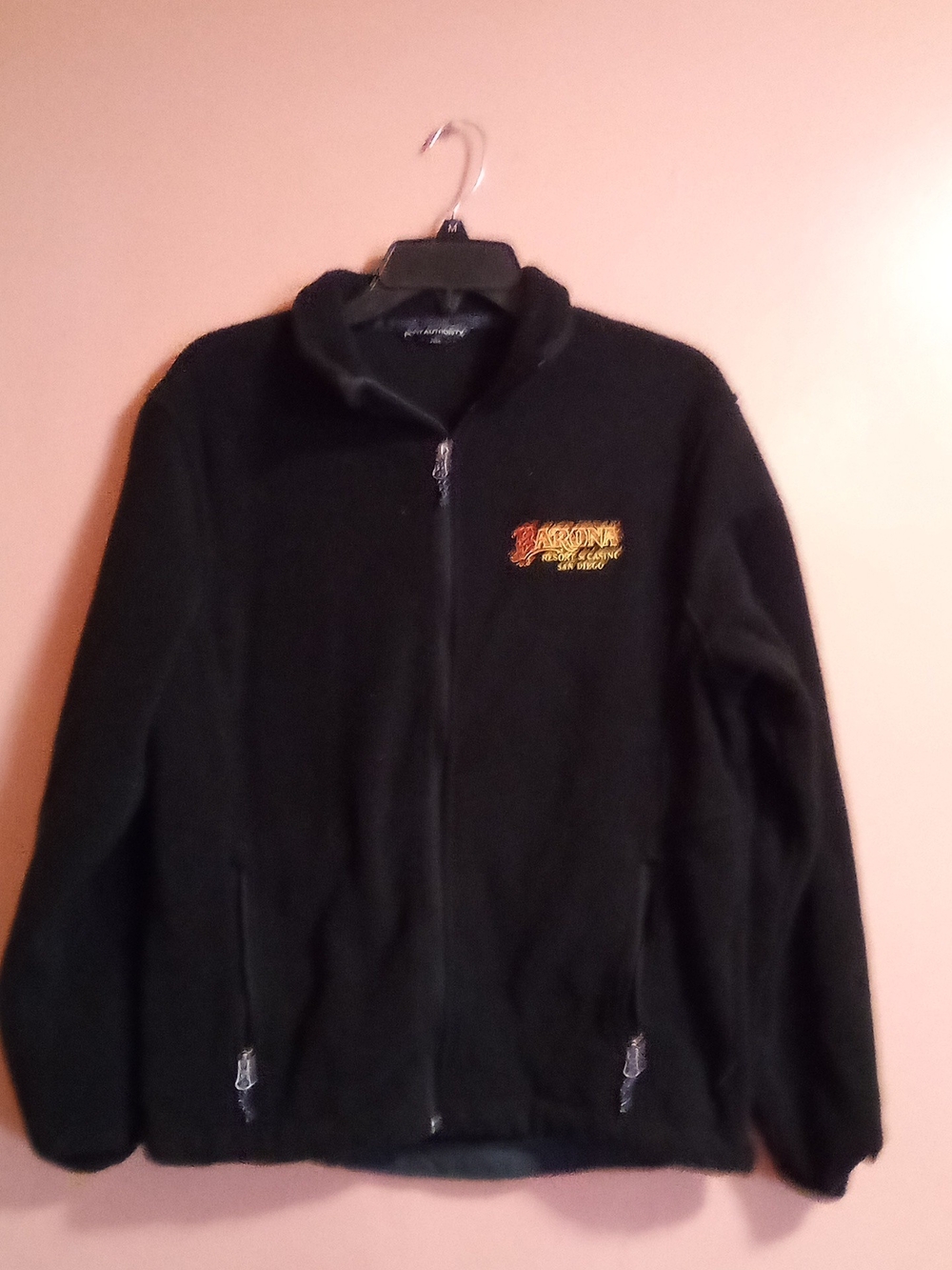 Black Zip-Up Fleece Jacket with Embroidered Logo ( Bag E )